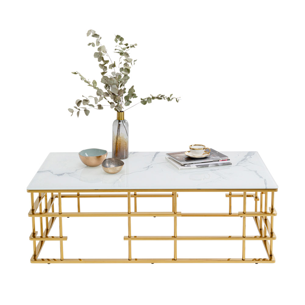 ローマゴールド130×70cm ローテーブル/ コーヒーテーブル - ロー