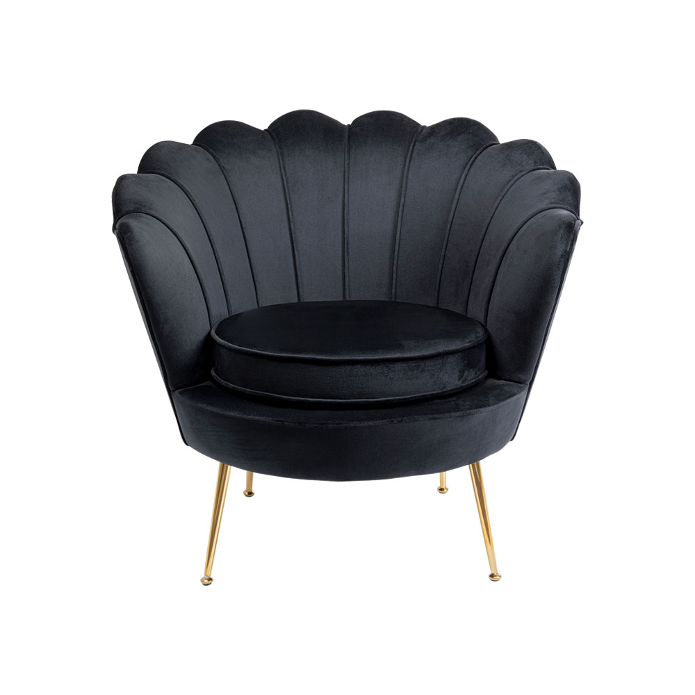 廃番】ウォーターリリーブラック アームチェア - 1人掛けソファー