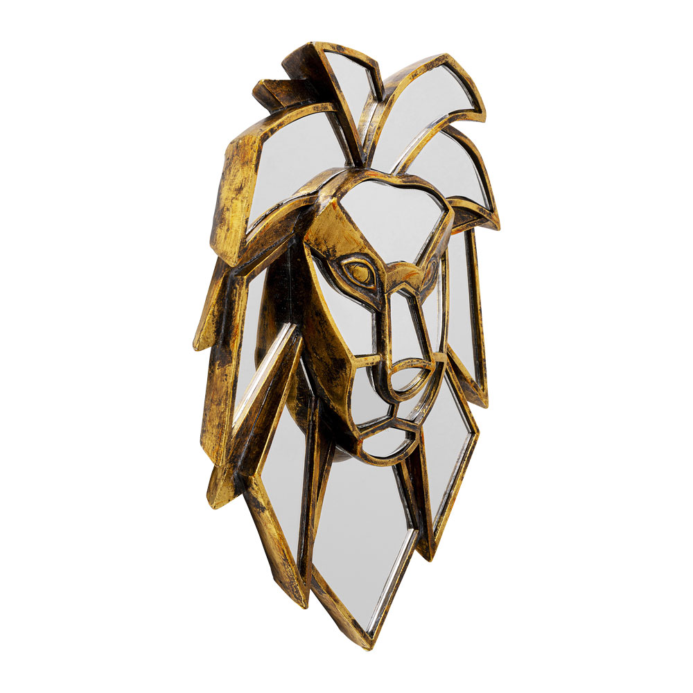 ライオン ミラー 35cm ウォールデコレーション - 壁インテリアの