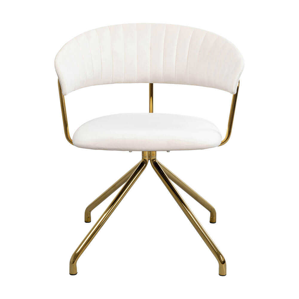 ベルベルベットクリーム スウィベルチェア - ダイニングチェアの