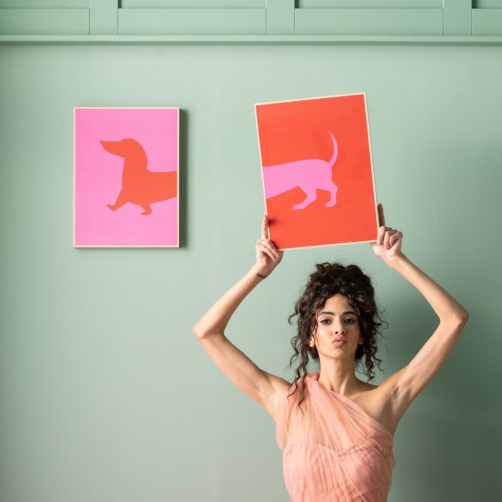 Karenページ ドッグ フランキーフェイス 30x40cm フレームピクチャー(2/Set