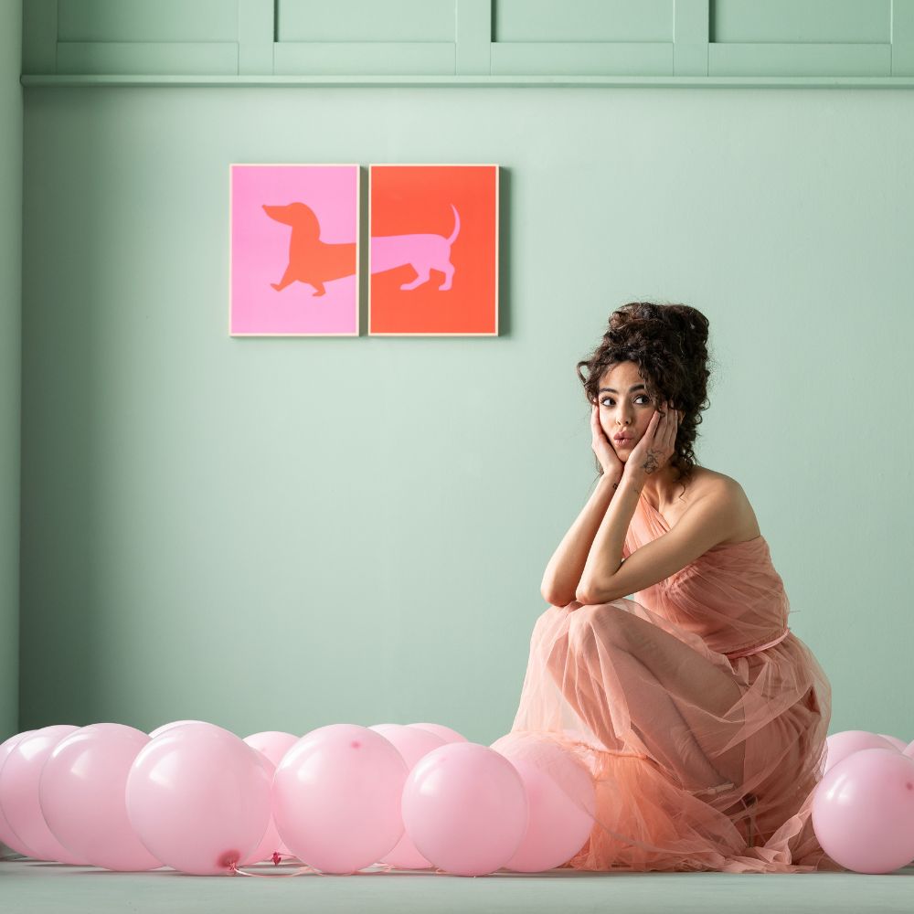 ドッグ フランキーフェイス 30x40cm フレームピクチャー(2/Set